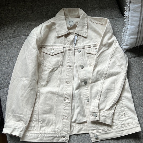 J. Crew Jackets & Coats Nwt Jcrew Ecru Denim Jacket Poshmark